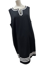 TALBOTS  Women’s Petites  Black Ponte Knit Dress With White Rick Rack Size 20WP