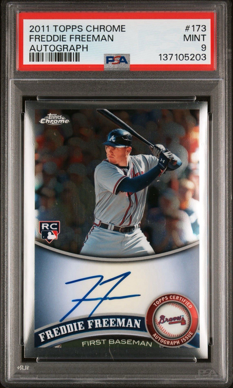 2011 Topps Chrome - Freddie Freeman #173 Rookie Auto PSA 9