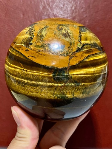 3.66 inch Tiger's Eye Crystal Ball - Golden Yellow Stone Sphere - 2.71LB - 第 1/15 張圖片