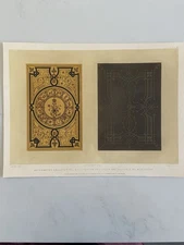 Antique Victorian Bookbinding Print by W. Leighton (1852) – Ornate Design
