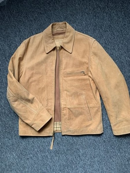 Men Timberland Vintage Leather Jacket Brown 38