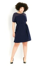 New EVANS Navy Blue SPARKLY GLITTER Trim Block STRETCHY Tunic Dress Plus Size 14
