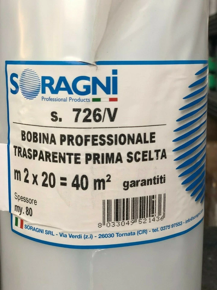 BOBINA ROTOLO TELO NYLON POLIETILENE TRASPARENTE CELLOPHANE ALTEZZA 2 MTx20=40mq - Immagine 2 di 4