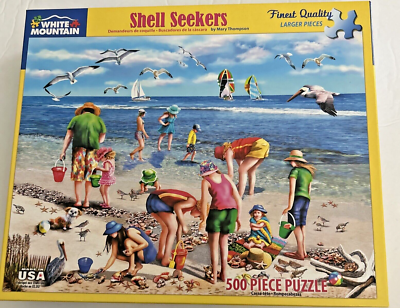 White Mountain Puzzle 500 Pieces SHELL SEEKERS art by Mary