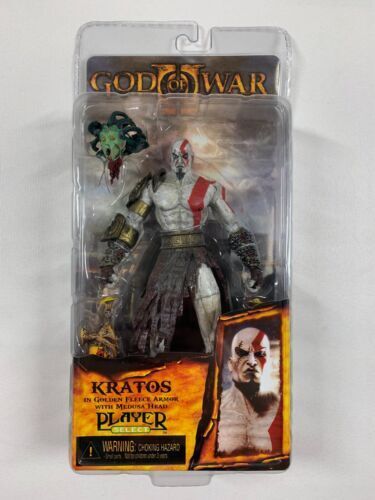 Neca God of War 2 Kratos Golden Fleece Armor Medusa Head 7 Game Action  Figure