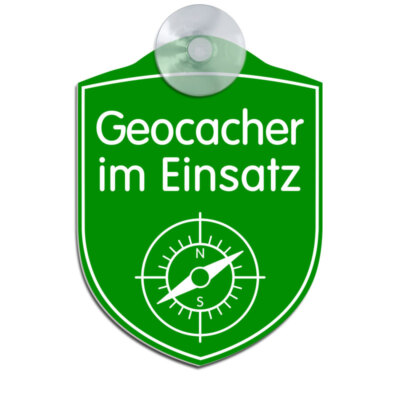 Geocacher im Einsatz - Graviertes Schild Auto KFZ Saugnapf Sauger Geocaching 2.0