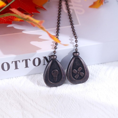 Ceiling Fan Pull Chain Set: Pendant Extension, 12" Beaded Ball Chain, Pack - Picture 8 of 9