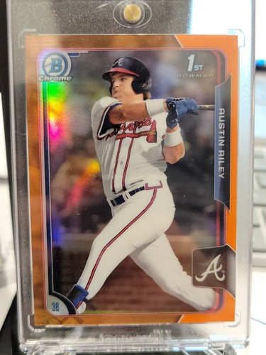 Austin Riley [Chrome Orange Refractor] #157 2015 Bowman Draft card