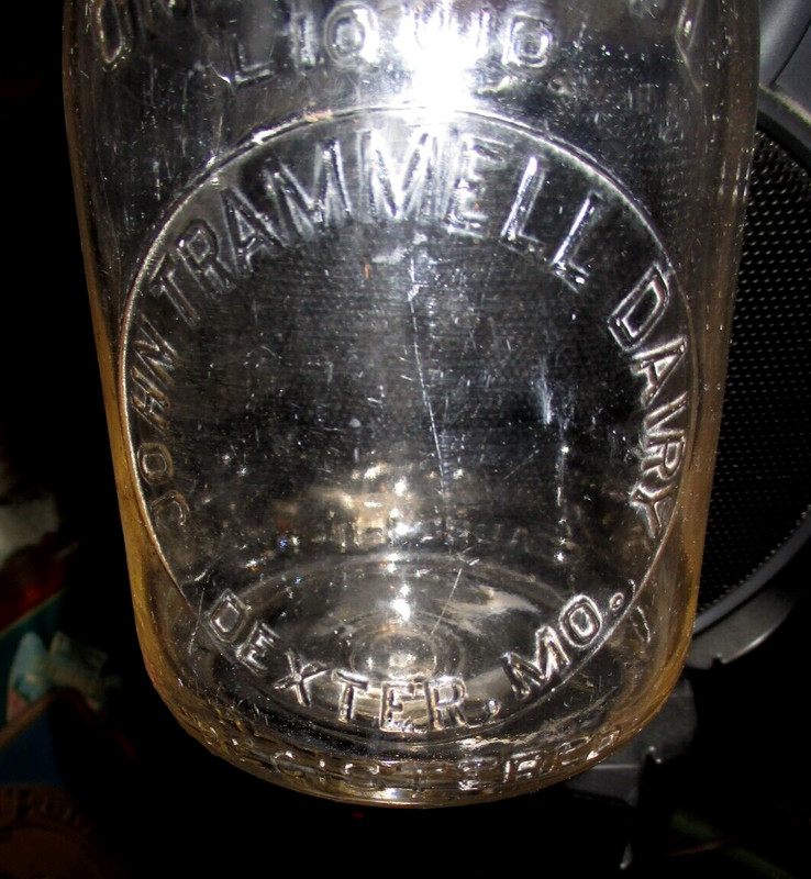 John Trammell Dairy Dexter Mo Missouri milk bottle slug plate quart  KC