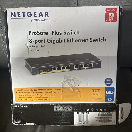 NetGear (GS108PE) 8-Port Gigabit Ethernet Plus Switch With 4-Port PoE