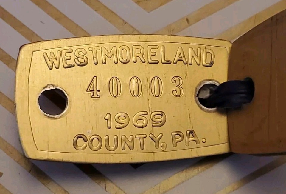 1969 Westmoreland County Pennsylvania Dog License Permit Tag VTG 4