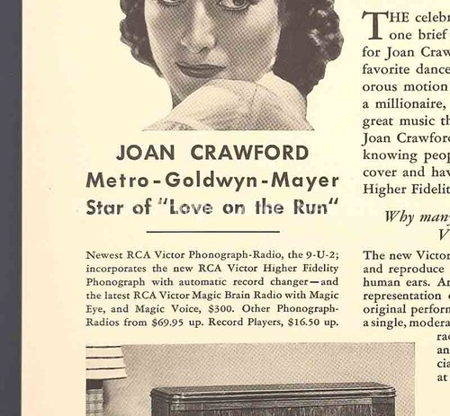 RCA Victor Magic Brain Phonograph Radio Records Joan Crawford 1936 art photo ad - Picture 5 of 8