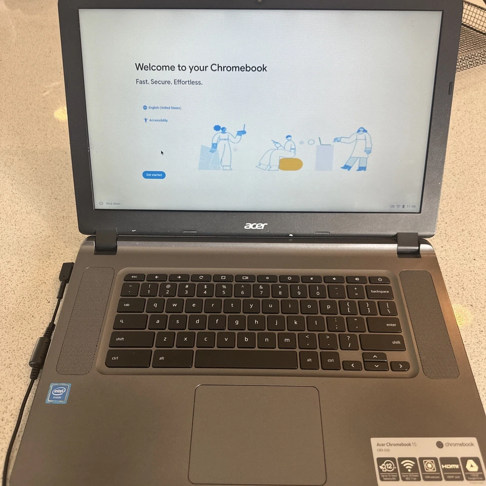 Acer CB3-532 15.6" HD Chromebook con WiFi 3x más rápido, Intel Celeron N3060 Foto 2 de 4