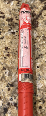 Powers Fasteners CAT# 01408 SPLINE SINGLE TIP CARBIDE DRILL BIT 1/2  X 13  NOS