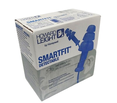 100 PR Howard Leight Honeywell SMF-30BU Reusable Corded Ear Plugs NRR 25 dB Blue