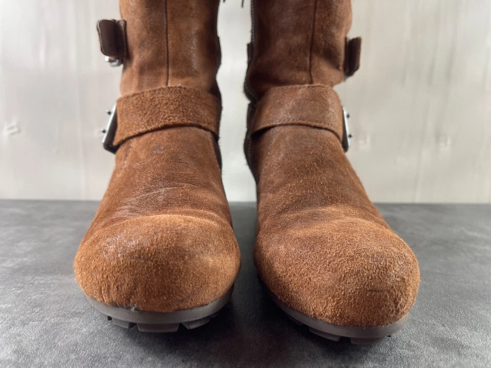 Bacio 61 Boots Women 8M Profondo Shoes Brown Motorcycle Harness Riding Over Knee - Image 3 of 4