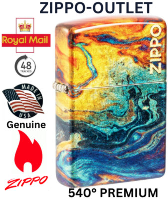 Original Brandneu Zippo Feuerzeug MESMERIZING SWIRLS & LOGO 540 Allround Fusion