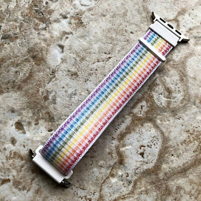 Rainbow Nylon Hook & Loop Band for Apple Watch Ultra 3 2 1, 11 10 SE 3 Series