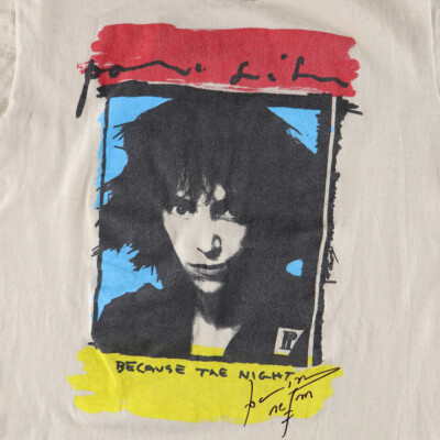 Vintage Patti Smith Because The Night Cotton White Unisex Full Size Shirt