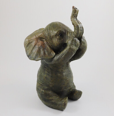 Sitzendes Baby Elefant Rüssel hoch Statue Figur Ornament Sprich nichts Böses so süß