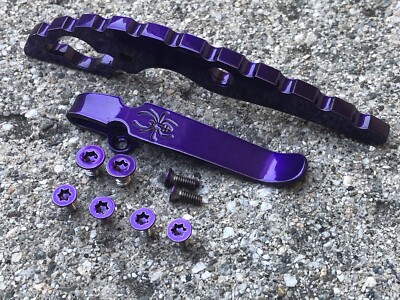 Purple Titanium Spacer Deep Pocket Clip & Screws Set Spyderco Manix 2 XL