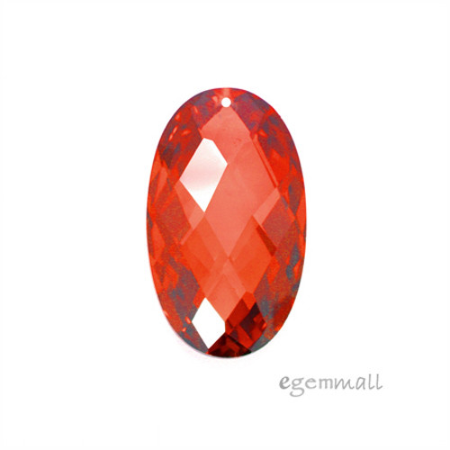 Cubic Zirconia Flat Oval Pendant 14x24 Or. Red #64173 - Picture 1 of 1