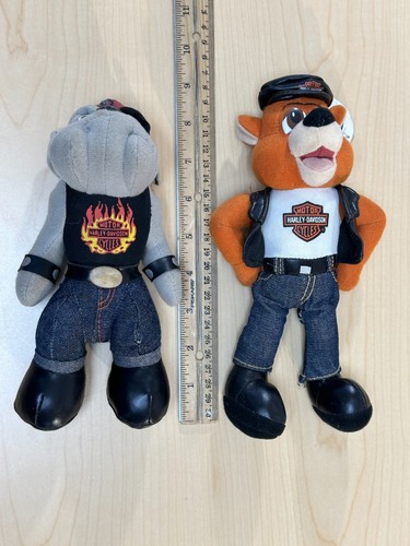 Lot of 5 Vintage 90s Harley Davidson, Bulldog, Bear and Pig Plush - Picture 5 of 22