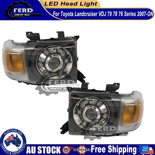 Pair L&R LED Head Lights Fits Toyota Landcruiser VDJ 79 78 76 Series 2007 - 2021 - Picture 3 of 6