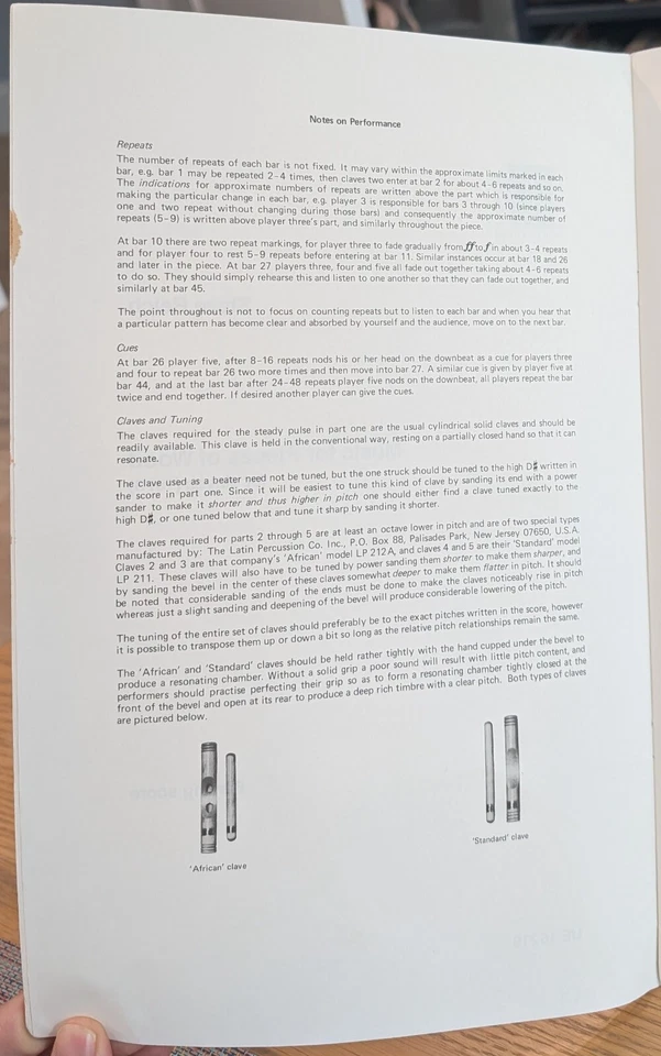 Music For Pieces Of Wood For 5 Pair Of Tuned Claves by Steve Reich - Image 3 of 4