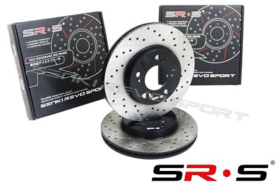 SRS Drilled Front Disc Brake Rotors For 1998-2002 Mitsubishi Mirage 98 99 00 01