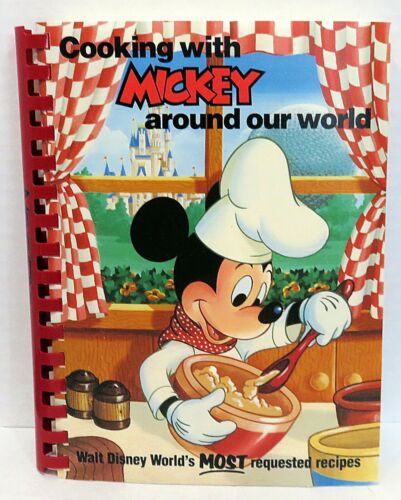 Vintage Cooking with Mickey mouse Disney Cookbook Around the World Disneyland - Picture 1 of 7