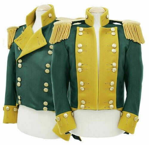 Military Jacket Green Coats Revolutionary War Deluxe Children's