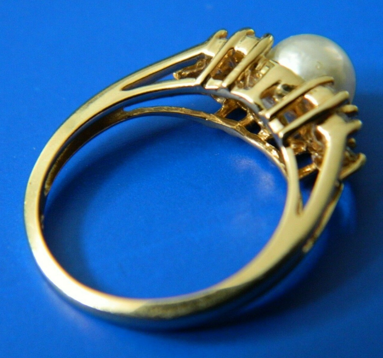 Solid 14K Karat Solid Yellow Gold Ring Pearl size… - image 3