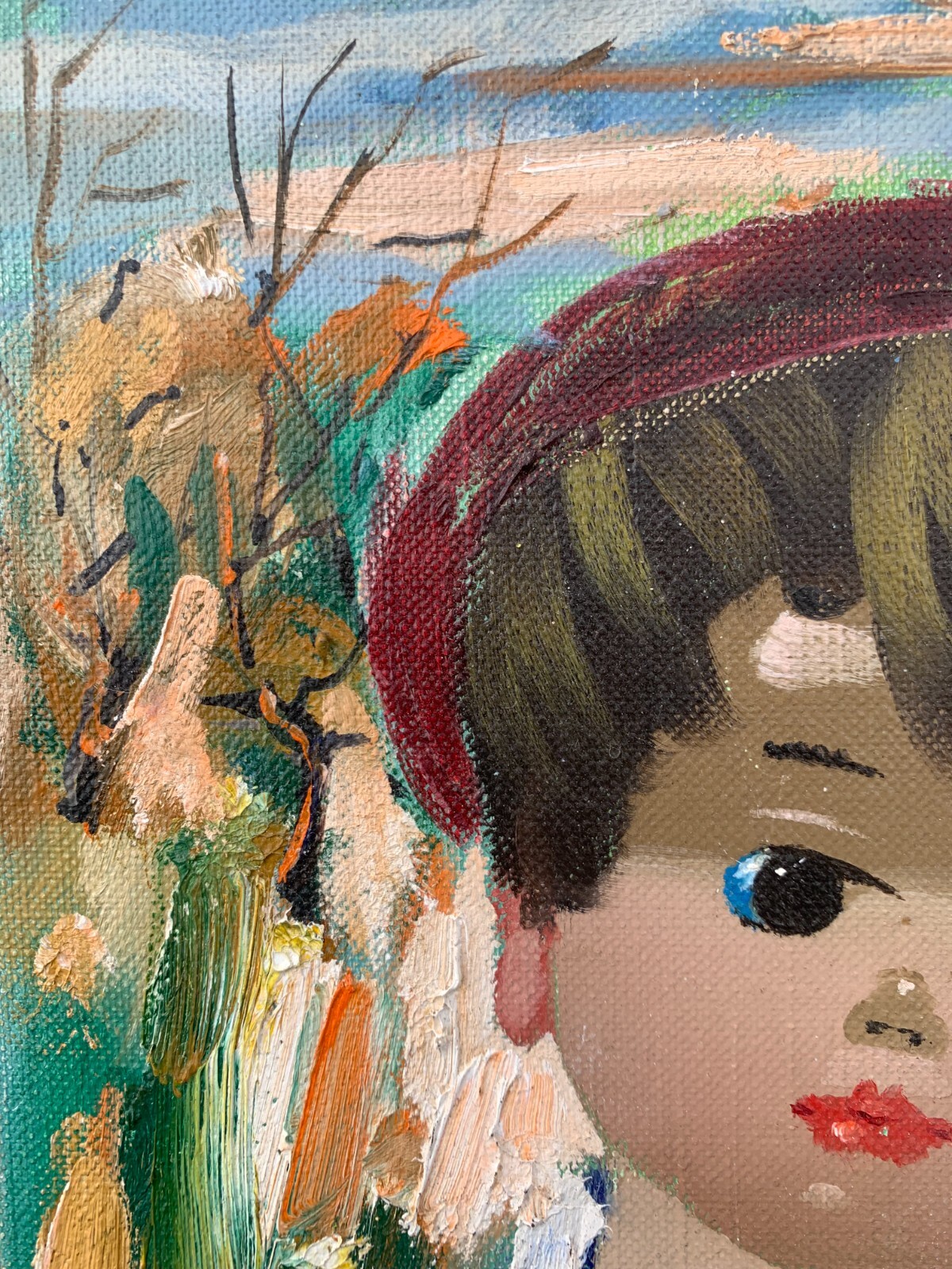 Nino GIUFFRIDA (1924) Child with Apples and Cherries Wide-eyed Children