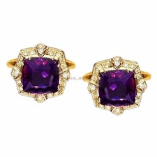 Natürlich Amethyst Edelstein Mit Vergoldet 925 Sterling Silber #1800