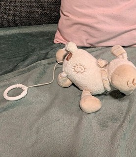 Kuscheltier Schaf mit Melodie und Beißring am Zugseil von Fehn