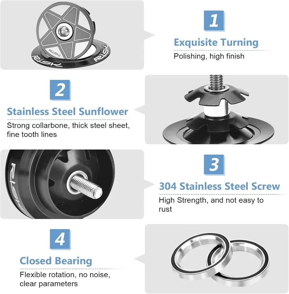 34mm Aluminum Alloy Bike Headset Frame 28.6mm Straight Steerer Fork Risk - Image 2 of 4