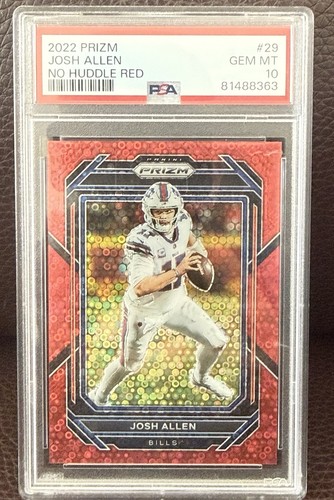 Josh Allen 2022 Prizm No Huddle Red /50 GEM PSA 10 🔥 Color Match 1 Off Jersey