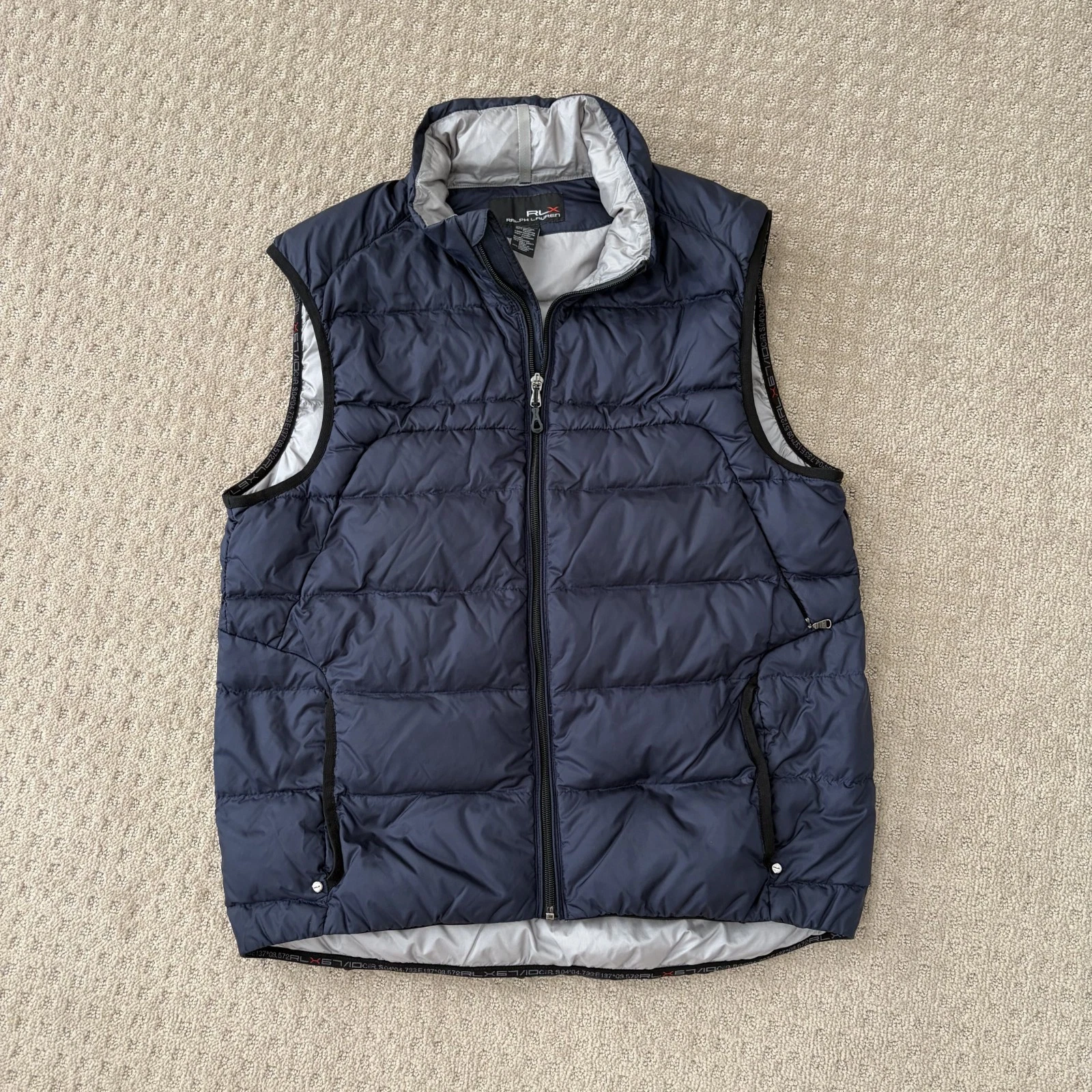 RLX Ralph Lauren Goose Down Puffer Vest in Blue Men Large Full Zip Golf $149