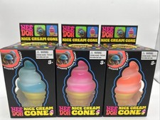 NeeDoh Nice Cream Cone SET OF 3 Nee Doh Ice Cream Cone Toy Blue Pink Orange NEW
