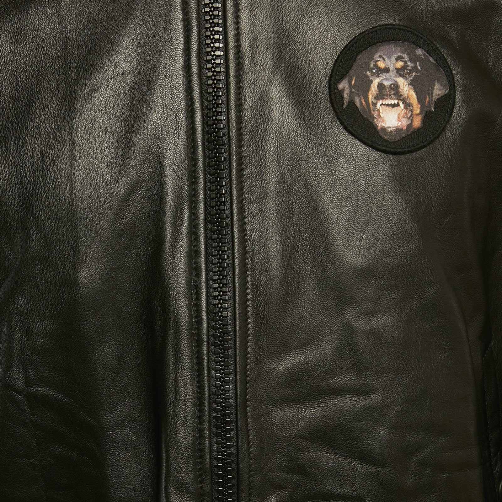 Givenchy Black Leather Rottweiler Patch Bomber Ja… - image 3