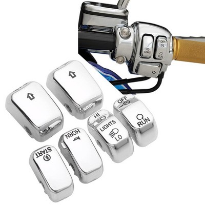 6Pcs Lenker-Schalter Gehäuse-Knopf-Abdeckung-Kappe-Kit Chrom für Harley Softail