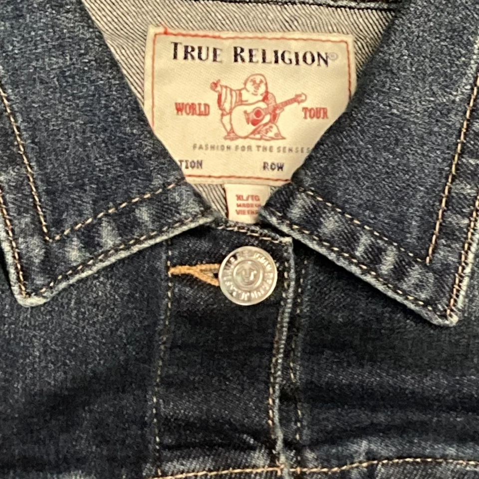 Abrigo de camionero True Religion para mujer talla mediana chaqueta vaquera con botones delanteros Y2K Foto 3 de 4