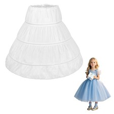 Petticoat for Girls with 3 Hoops, Crinoline Underskirt 4-5Years, White