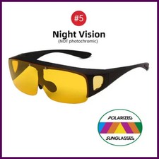 Flip Up Polarized Fit Over Glasses Sunglasses Men Night Vision Driving UV400