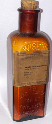 Wises machine made triturates rheumatism Kansas City embossed rare pharmacy