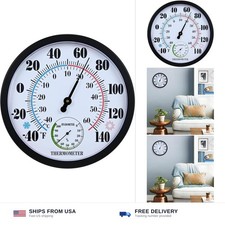 10 Inch Indoor Outdoor Thermometer Hygrometer Combo  Large Dial Analog Tempe...