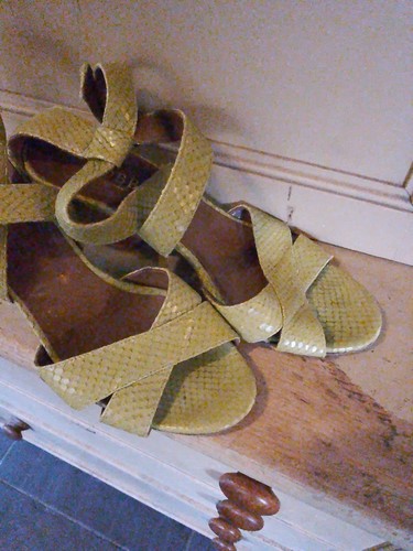 Hobbs ⭐️Ladies Size 5(38) Green Leather Wedge Sandals ⭐️VGC - Picture 4 of 11