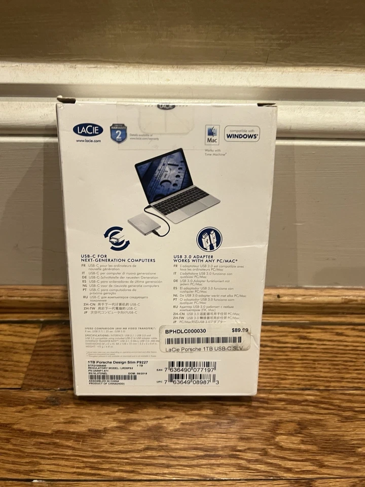 LaCie Porsche Design Mobile Drive 1TB USB-3.0 USB-2.0 External Hard Drive-SEALED - Image 2 of 4