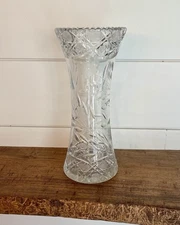 American Brilliant Period Deep Large 16" Cut Glass Vase-Late Victorian C. 1900